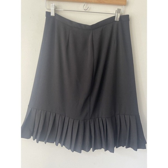 Elemenz Womens Black Poly Rayon Spandex Size Large Cocktail Office Pleated Skirt - Picture 3 of 7